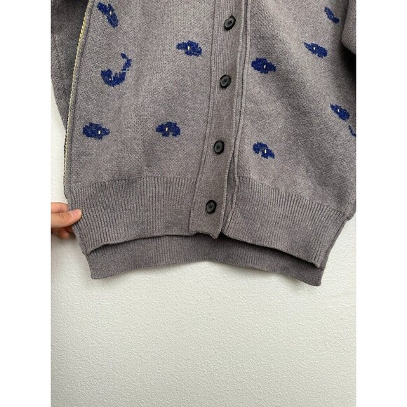Ader Error Oversized Floral Jacquard Cardigan Gray Size Medium Step Hem Buttons - Picture 10 of 12